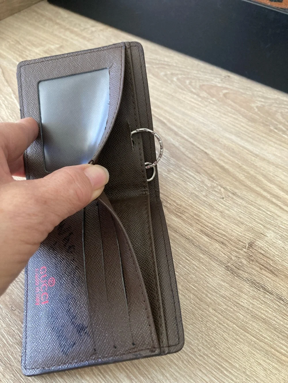 Gucci Brown GG Canvas Bifold Wallet with Red Accent